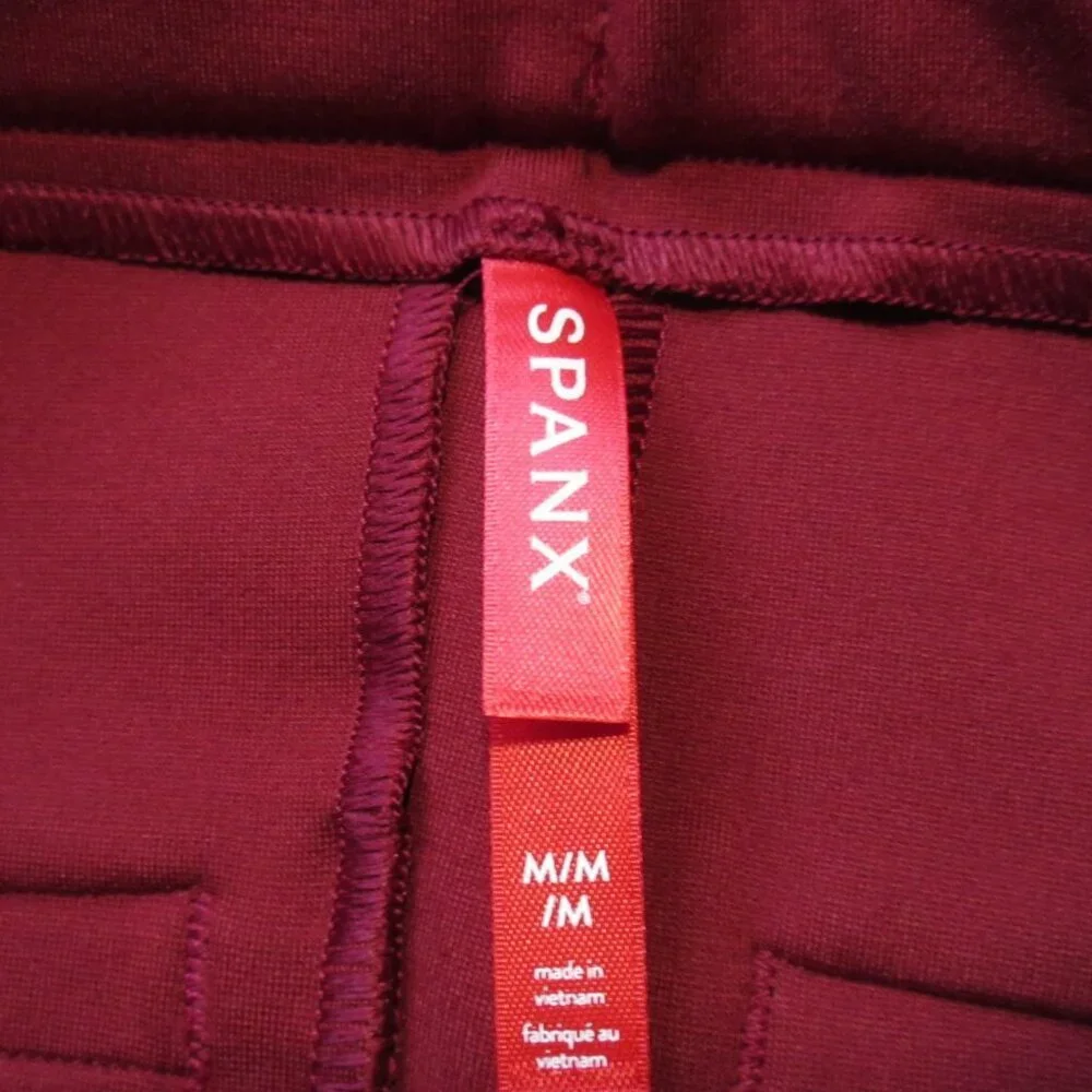 NWT SPANX 20777R Perfect Pant in Deep Red Ponte Tab Ankle Straight Trouser M